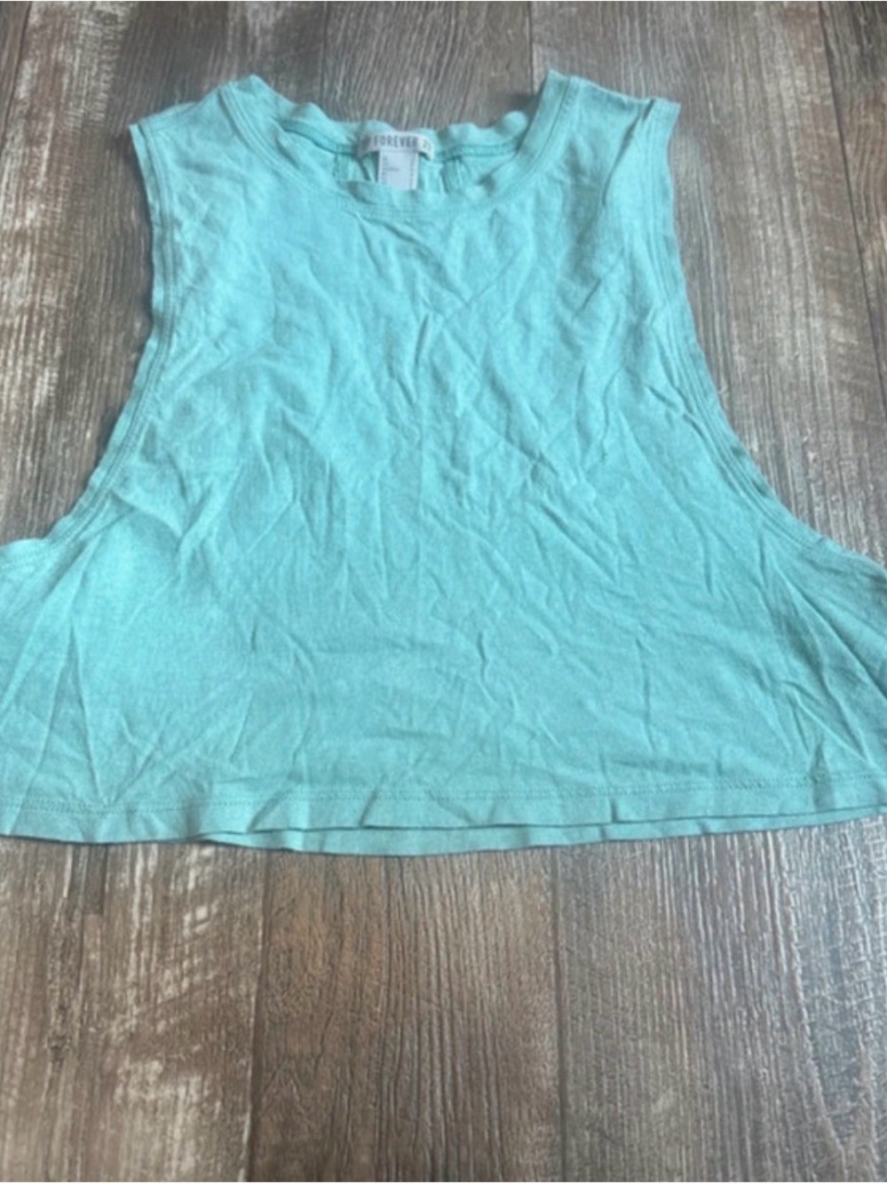 Forever 21 Aqua Sleeveless Boxy Crop Top